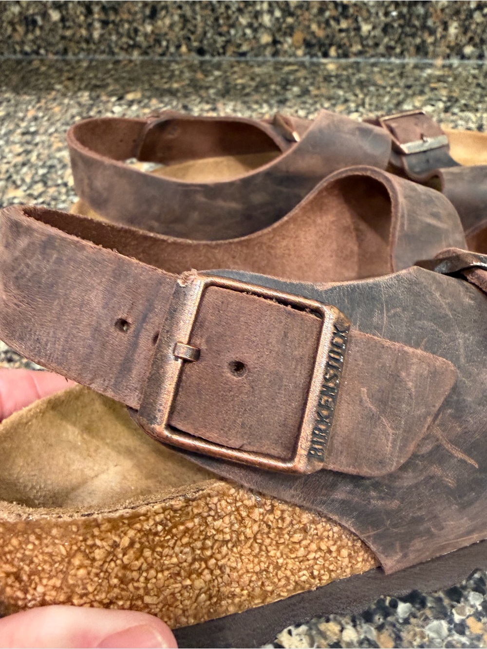 Brown Double Buckle Leather Sandals Mens 9 - Picture 11 of 11